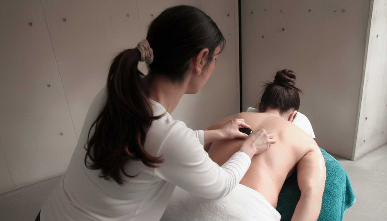 Stone therapy, masaje con piedras volcánicas, en centro de formación ISMET, Barcelona